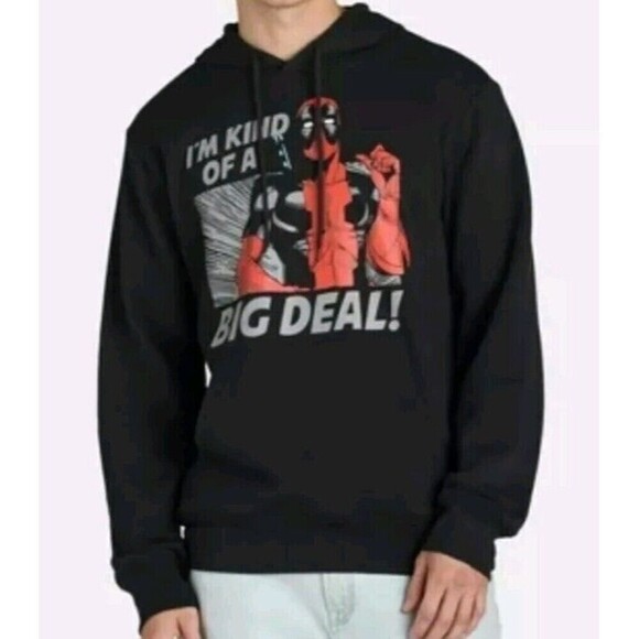 Deadpool Hoodie Men's XXL  Black Pullover Long Sleeve - Picture 3 of 5